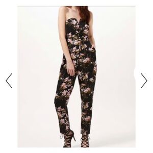 Miss Selfridge Floral Strapless Jumpsuit Size 6 W Pockets EUC